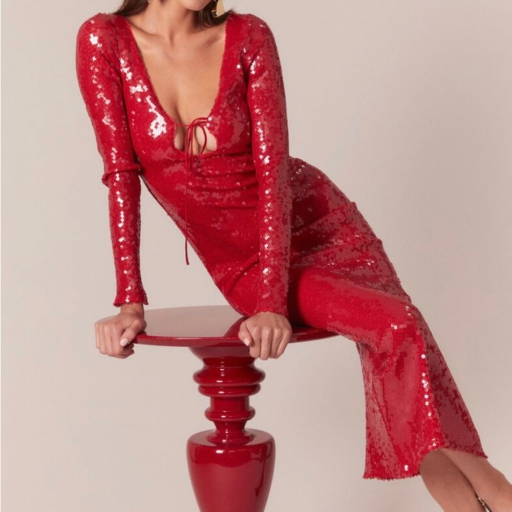 Bardot Verona Red Sequin Dress Size S/4